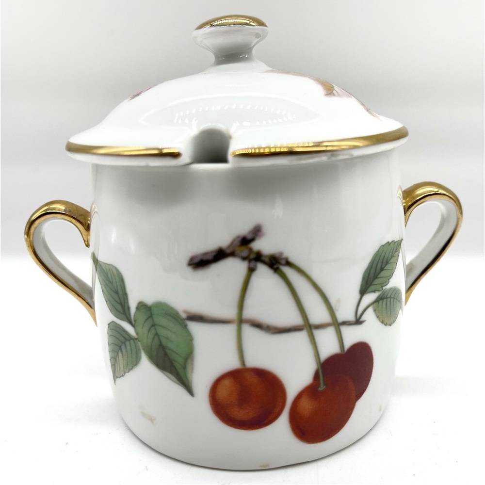 Royal Worcester Evesham Gold Jelly Jam Mustard Honey Jar Porcelain